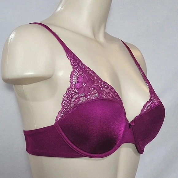 38C Lily Of France Extreme Lacy Looks Lined UW Bra Magenta NWT - Picture 2 of 4